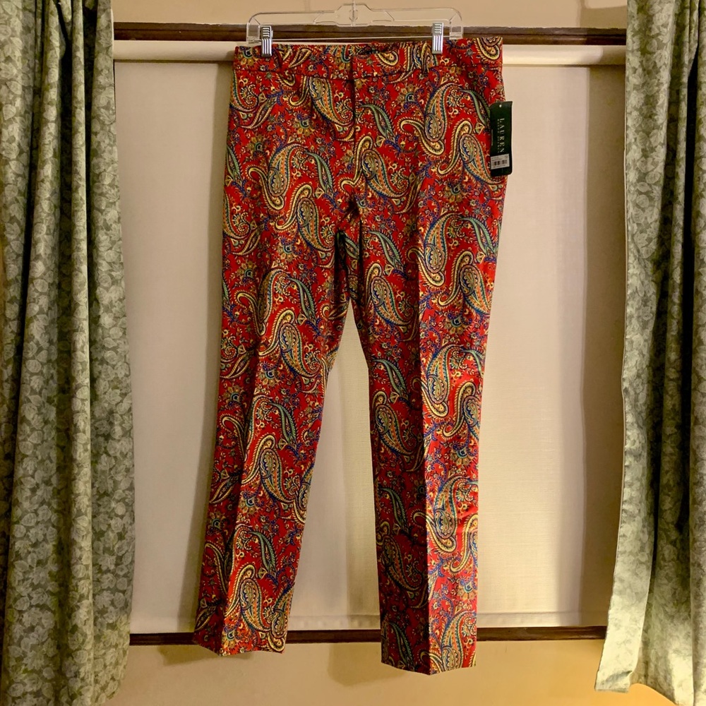 Ralph Lauren Red Paisley Pants size 12